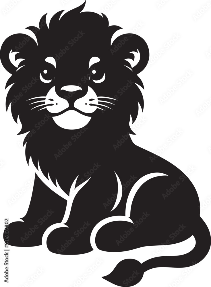 Baby Lion Silhouette isolated on white background Minimalist lion vector shape icon Baby Lion Silhouette isolated on white background Minimalist lion vector shape icon