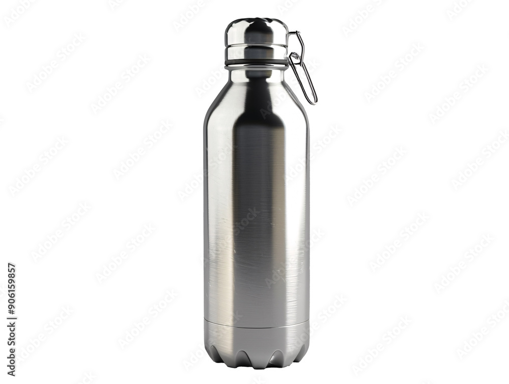 a silver water bottle with a cap a silver water bottle with a cap