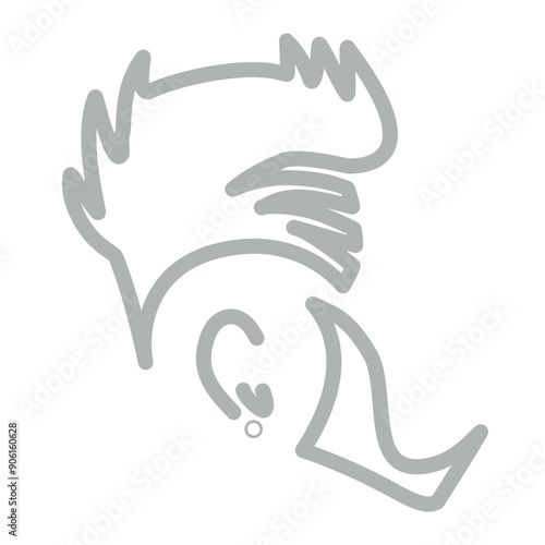 Hair Style Line Grey Icon Design