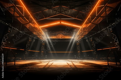 Obraz na płótnie Illuminated boxing and wrestling rings in futuristic settings. w salonie