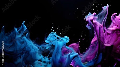 Abstract ink flows in water, calming rhythms, fluid dynamics