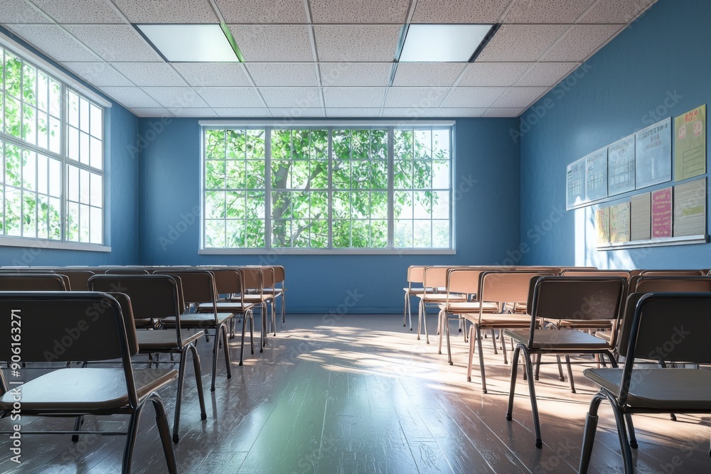 Fototapeta premium Empty School Classroom Interior created with Generative AI
