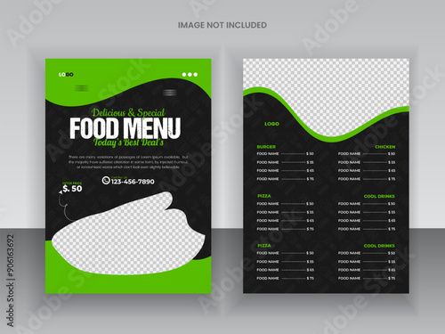 Delicious Food Menu Design Template healthy food flyer and restaurant menu card design and bifold brochure design template