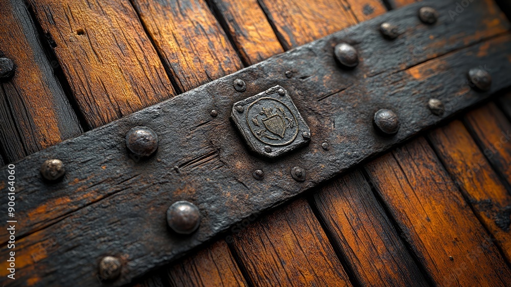 Close-up of a Wooden Chest with Metal Detail Close-up of a Wooden Chest with Metal Detail