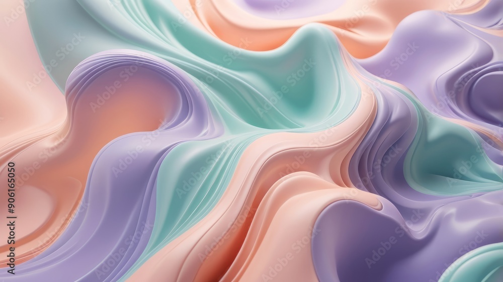 Pastel colored liquids swirl together in waves on an abstract patterned background. Pastel colored liquids swirl together in waves on an abstract patterned background.
