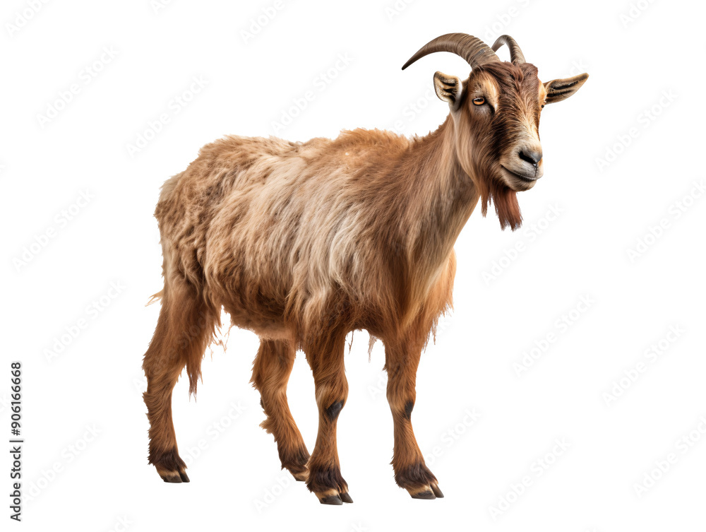 a brown goat with horns a brown goat with horns
