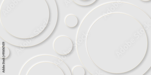 Abstract white circle shape geometric line background. abstract seamless modern white and gray color technology concept geometric circle vector background neomorphism style poster, banner design