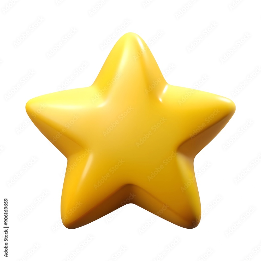 A yellow star 3D render icon isolated on white background A yellow star 3D render icon isolated on white background