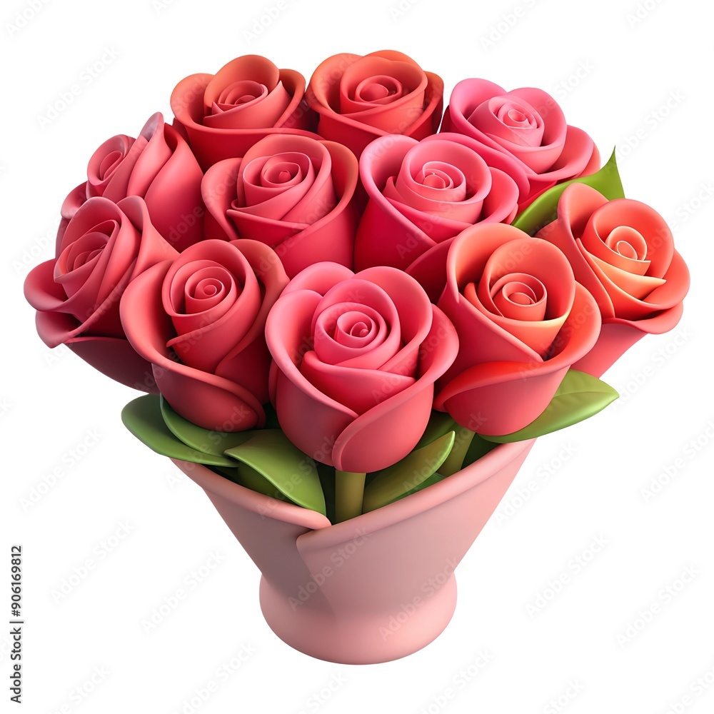 Bouquet of roses 3D render icon isolated on white background Bouquet of roses 3D render icon isolated on white background