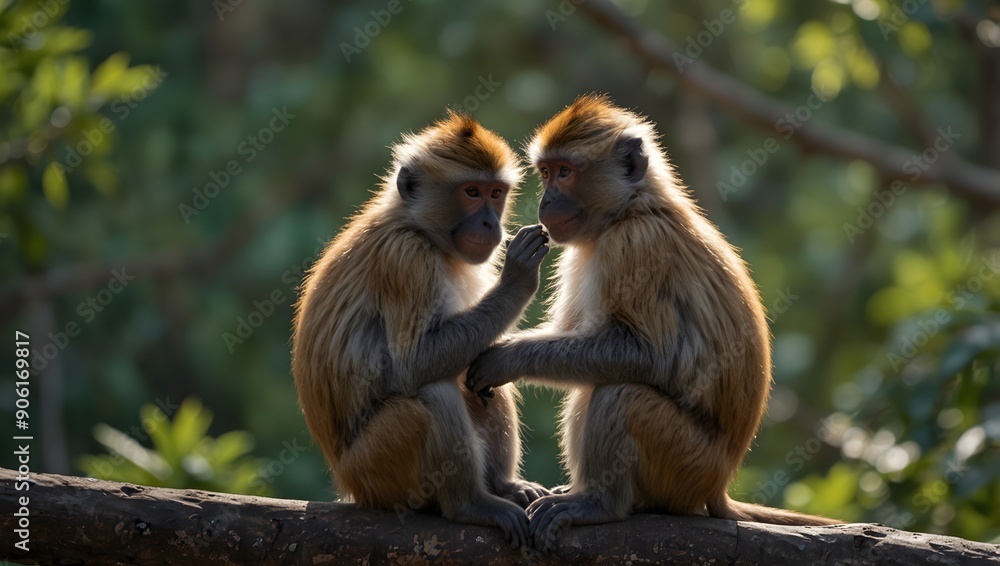The playful antics of monkeys grooming each other in a peaceful clearing ai_generated The playful antics of monkeys grooming each other in a peaceful clearing ai_generated