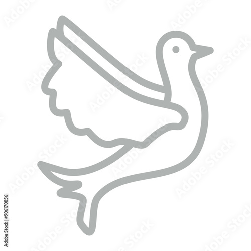 Pigeon Vector Line Grey Icon Design