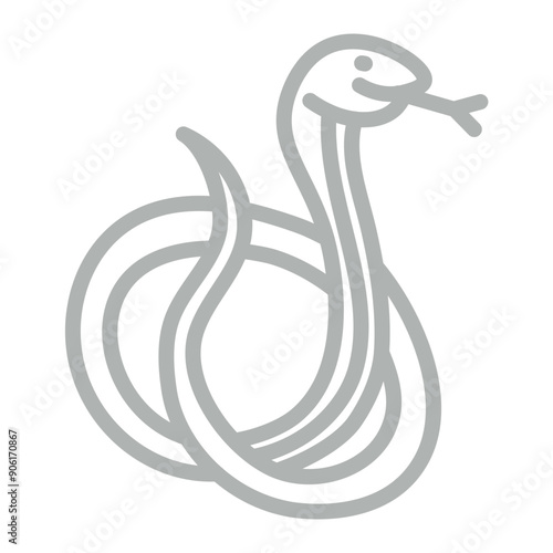 Snake Vector Line Grey Icon Design