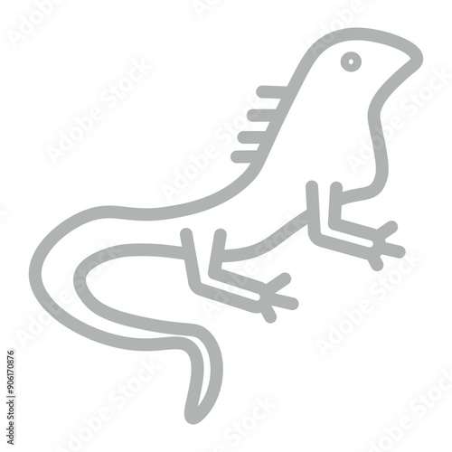 Iguana Vector Line Grey Icon Design