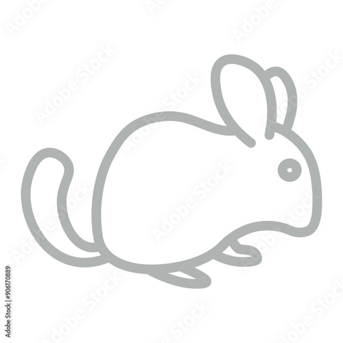Chinchilla Vector Line Grey Icon Design