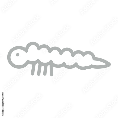Silkworm Vector Line Grey Icon Design