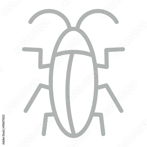 Cockroach Vector Line Grey Icon Design