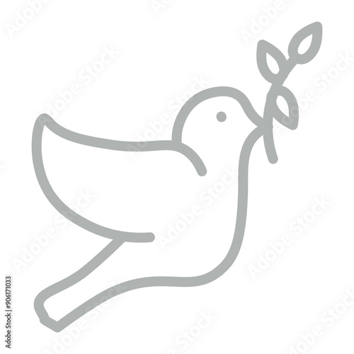 Dove Vector Line Grey Icon Design