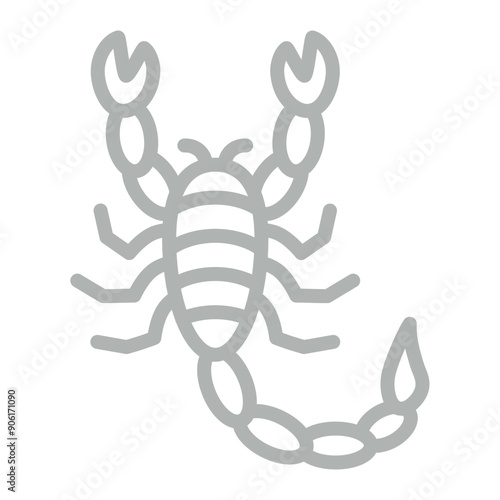 Scorpion Vector Line Grey Icon Design