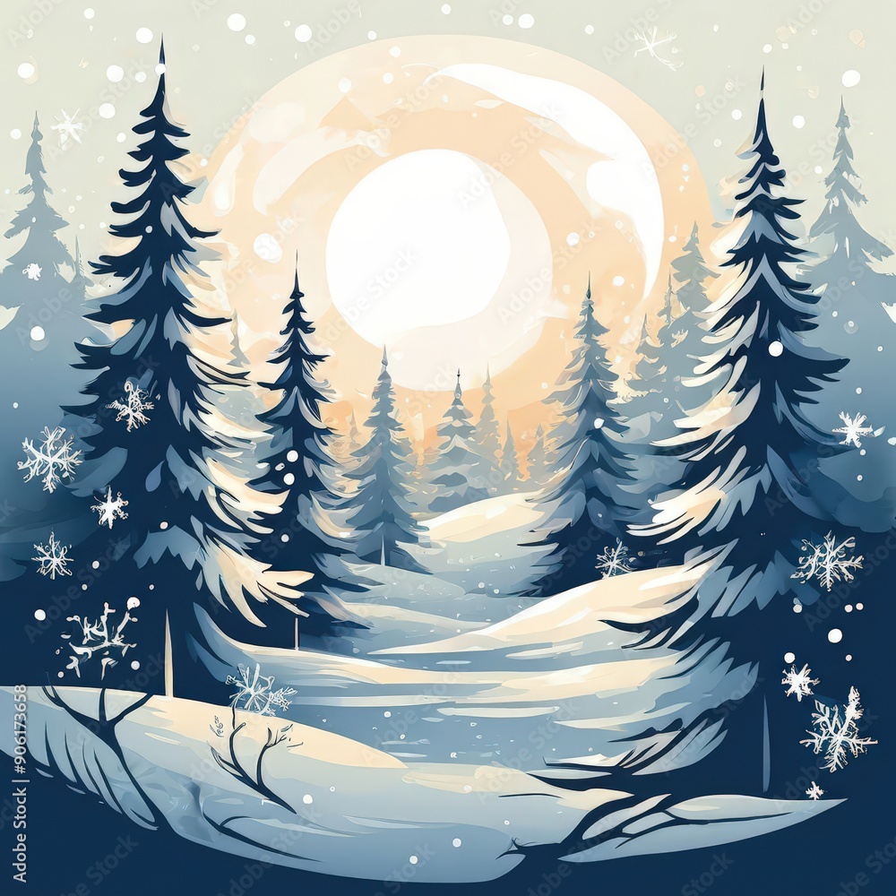 Fototapeta premium the AI Image Generator, Winter background snow covered trees on a sunny day