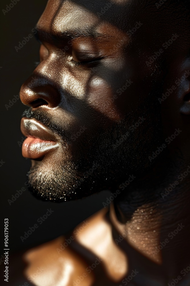Portrait of a handsome black man with glowing skin in studio light Generative AI Portrait of a handsome black man with glowing skin in studio light Generative AI