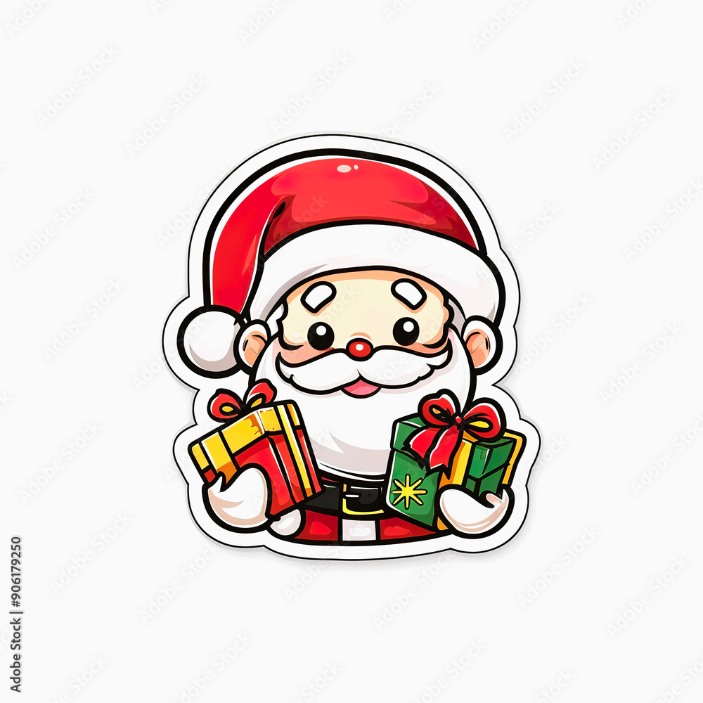 Obraz premium Cartoon Santa Claus holding presents