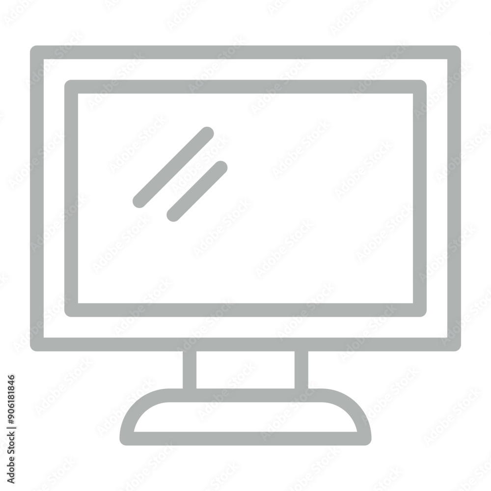 Computer Screen Vector Line Grey Icon Design Computer Screen Vector Line Grey Icon Design