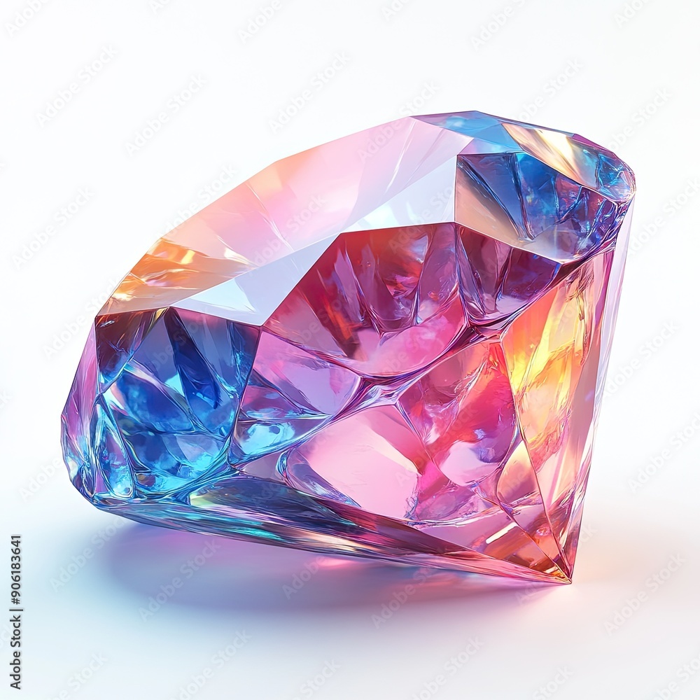 3D Holo abstract futuristic diamond isolated on white background, 8k, ultra realistic 3D Holo abstract futuristic diamond isolated on white background, 8k, ultra realistic