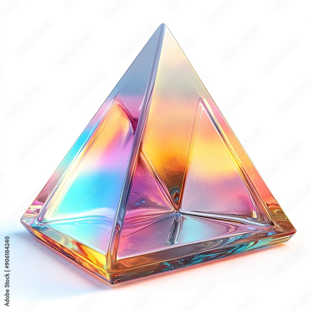 3D Holo abstract futuristic tetrahedron isolated on white background ...