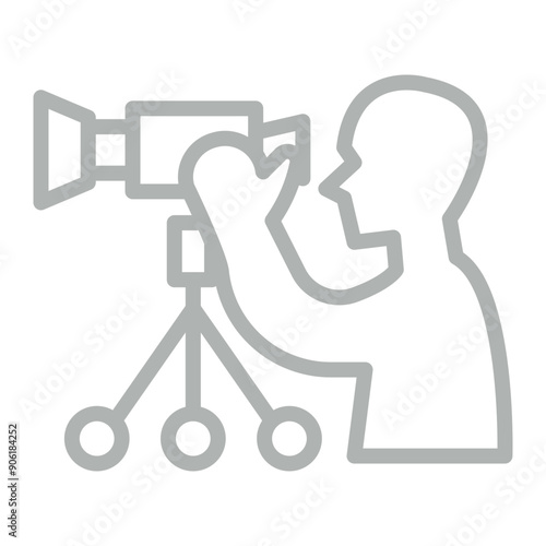 Camera Operator Vector Line Grey Icon Design