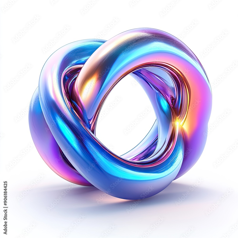 3D Holo Borromean rings shape isolated on white background, 8k, ultra realistic 3D Holo Borromean rings shape isolated on white background, 8k, ultra realistic