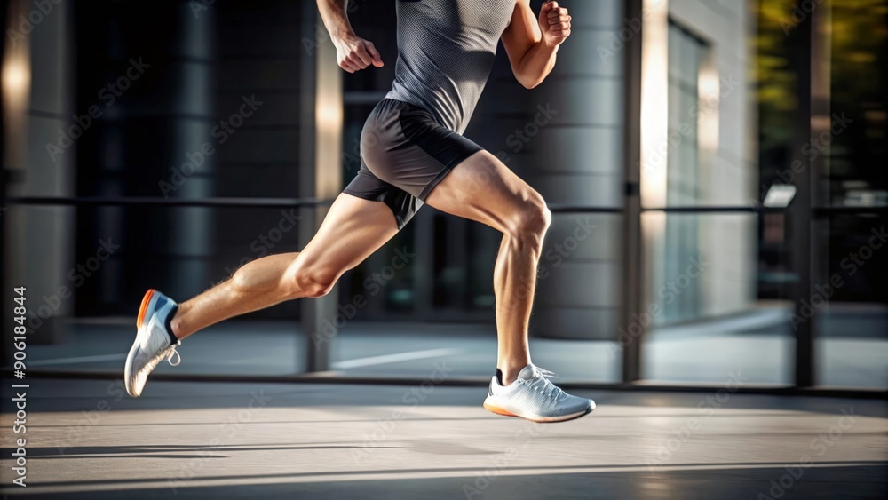 Fototapeta premium Sprinter's Legs in Full Stride on Trail Path 