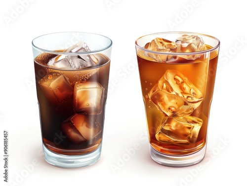 Wallpaper Mural Two Glasses Soda Ice White Background Torontodigital.ca