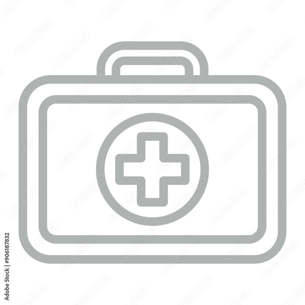 First Aid Kit Vector Line Grey Icon Design First Aid Kit Vector Line Grey Icon Design