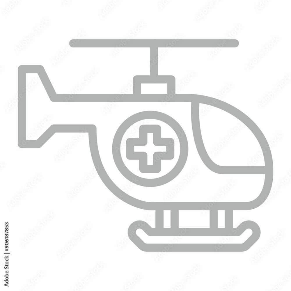Helicopter Vector Line Grey Icon Design Helicopter Vector Line Grey Icon Design