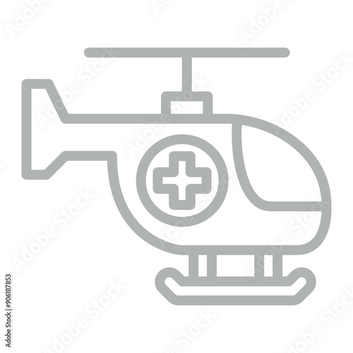 Helicopter Vector Line Grey Icon Design