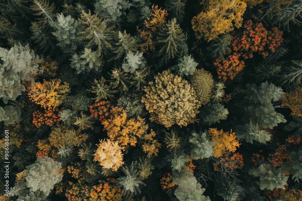 Vibrant Autumn Forest Landscape Flat Lay Generative AI Vibrant Autumn Forest Landscape Flat Lay Generative AI