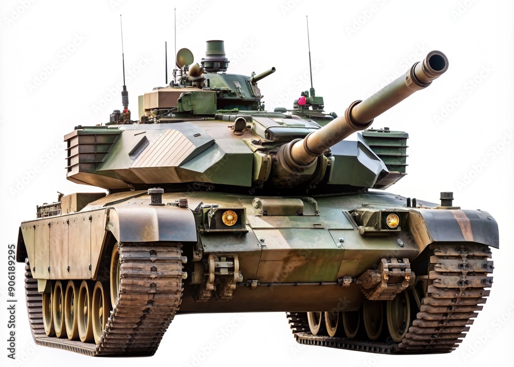 Powerful modern main battle tank with advanced armor and weaponry isolated on a transparent background, ready for deployment in combat operations and defense missions. Powerful modern main battle tank with advanced armor and weaponry isolated on a transparent background, ready for deployment in combat operations and defense missions.