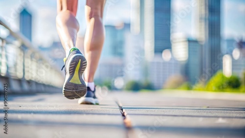 Fitness Runner's Feet Moving on City Path
 photo