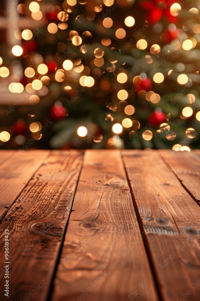Cozy Christmas Living Room with Empty Wooden Table in Foreground Generative AI Cozy Christmas Living Room with Empty Wooden Table in Foreground Generative AI