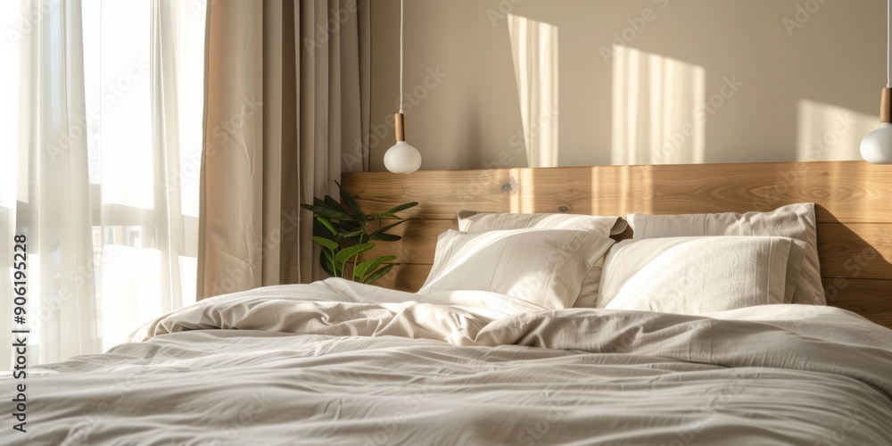 Modern Air Conditioning Design in a Bright Bedroom Interior Generative AI Modern Air Conditioning Design in a Bright Bedroom Interior Generative AI
