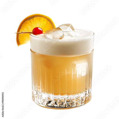 Whiskey sour cocktail isolated on white
