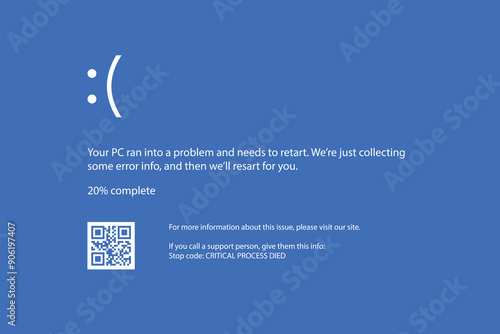 Interrupt request level classic blue screen of death error. Error device, software and hardware problem. Vector illustration