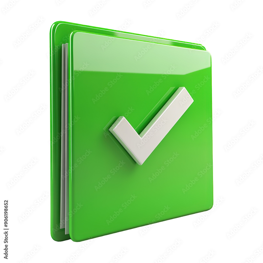 3D Green Checkmark Folder On Transparent Png Background For Document Management . Generative ai