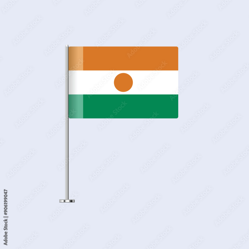 Isolated Niger Table Flag on Pole, Nigerien Flag Vector Design for Print and Web Isolated Niger Table Flag on Pole, Nigerien Flag Vector Design for Print and Web