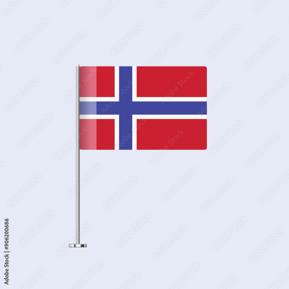 Obraz premium Isolated Norway Table Flag on Pole, Norwegian Flag Vector Design for Print and Web