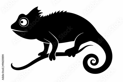 Chameleon vector silhouette, Chameleon icon 

