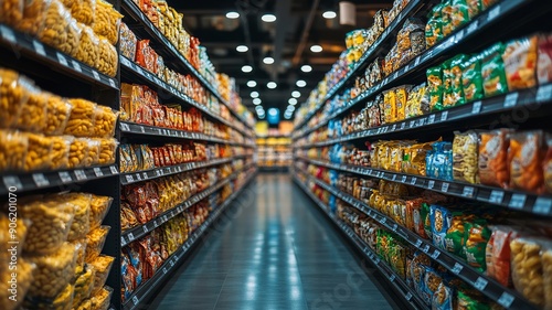 Aisle of Snacks in a Grocery Store photo