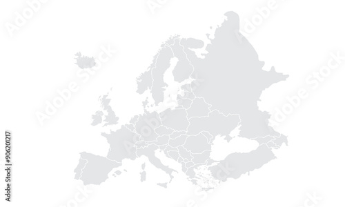 Europe map Grayscale,isolated on white background for website layouts,background,education, precise,customizable,Travel worldwide,map silhouette backdrop,earth geography, political,reports.