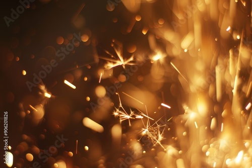 Sparklers Burning Close Up Detail Blurry Bright Background Abstract Celebration Generative AI photo