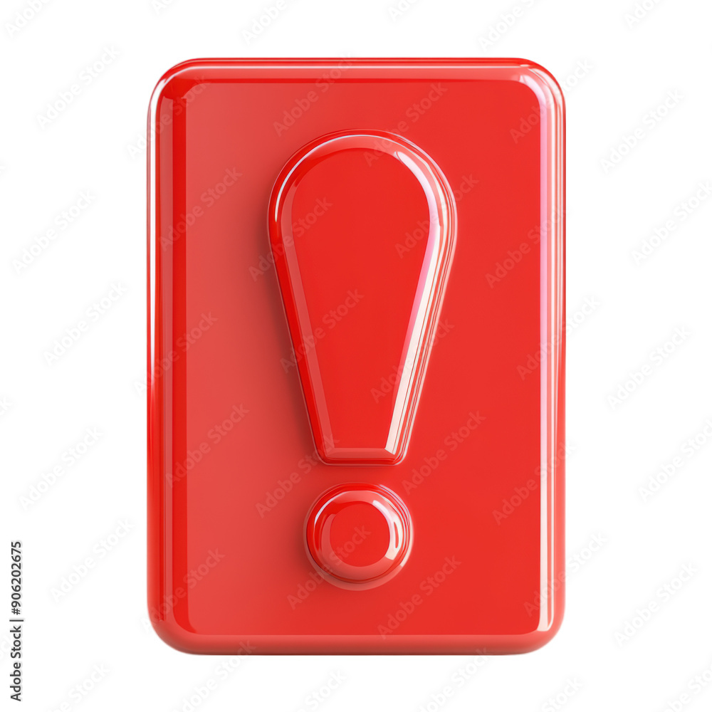 3D Red Exclamation Mark in Square on Transparent PNG Background for Urgent Alerts . Generative ai 3D Red Exclamation Mark in Square on Transparent PNG Background for Urgent Alerts . Generative ai